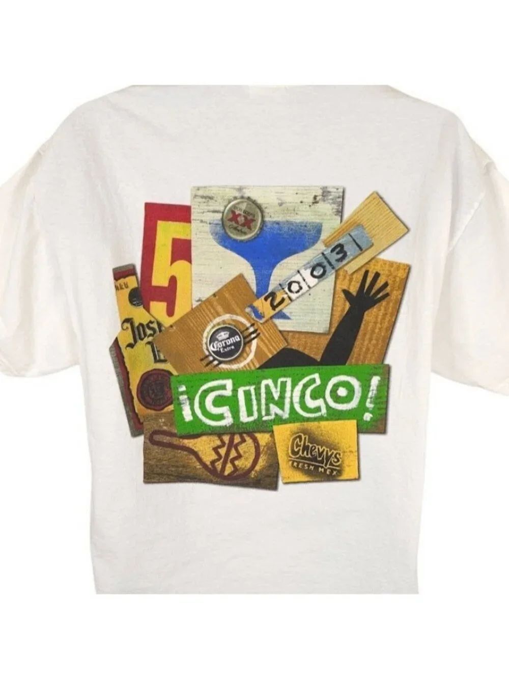 Vintage Cinco De Mayo T Shirt Mens Size Large White Y2K Chevys Corona Dos Equis